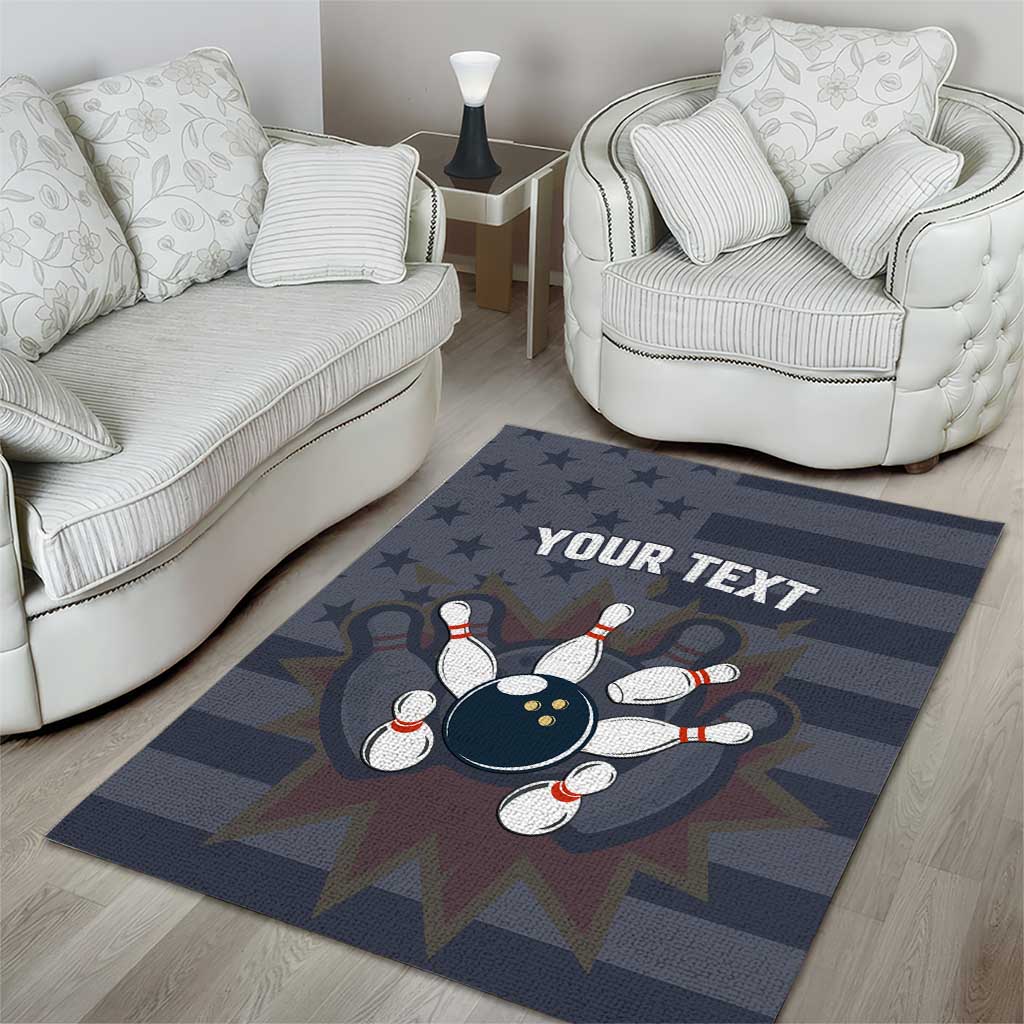 Custom Bowling Ball and Pins Area Rug American Flag Stars and Stripes in Grunge Patriotic - Wonder Print Shop