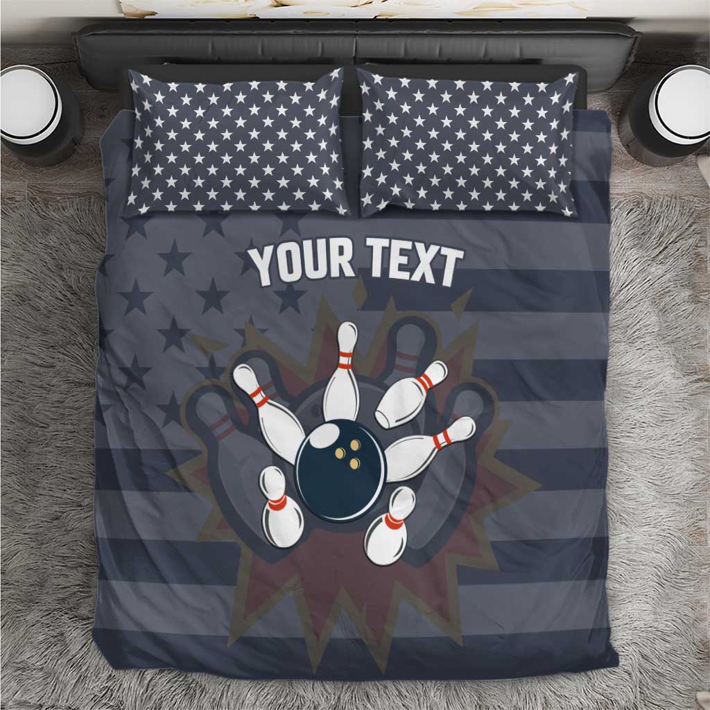 Custom Bowling Ball and Pins Bedding Set American Flag Stars and Stripes in Grunge Patriotic - Wonder Print Shop
