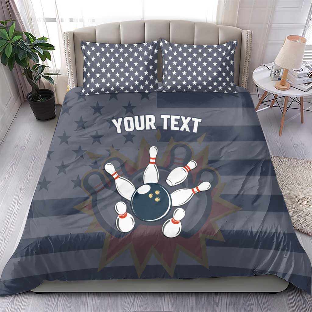 Custom Bowling Ball and Pins Bedding Set American Flag Stars and Stripes in Grunge Patriotic - Wonder Print Shop