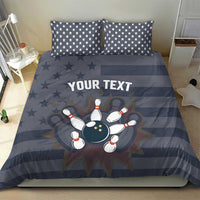 Custom Bowling Ball and Pins Bedding Set American Flag Stars and Stripes in Grunge Patriotic - Wonder Print Shop