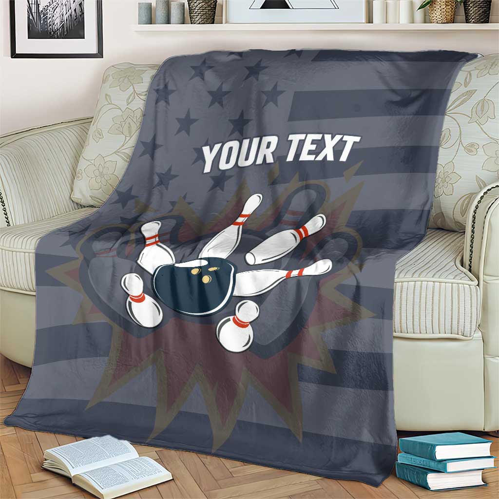 Custom Bowling Ball and Pins Blanket American Flag Stars and Stripes in Grunge Patriotic - Wonder Print Shop