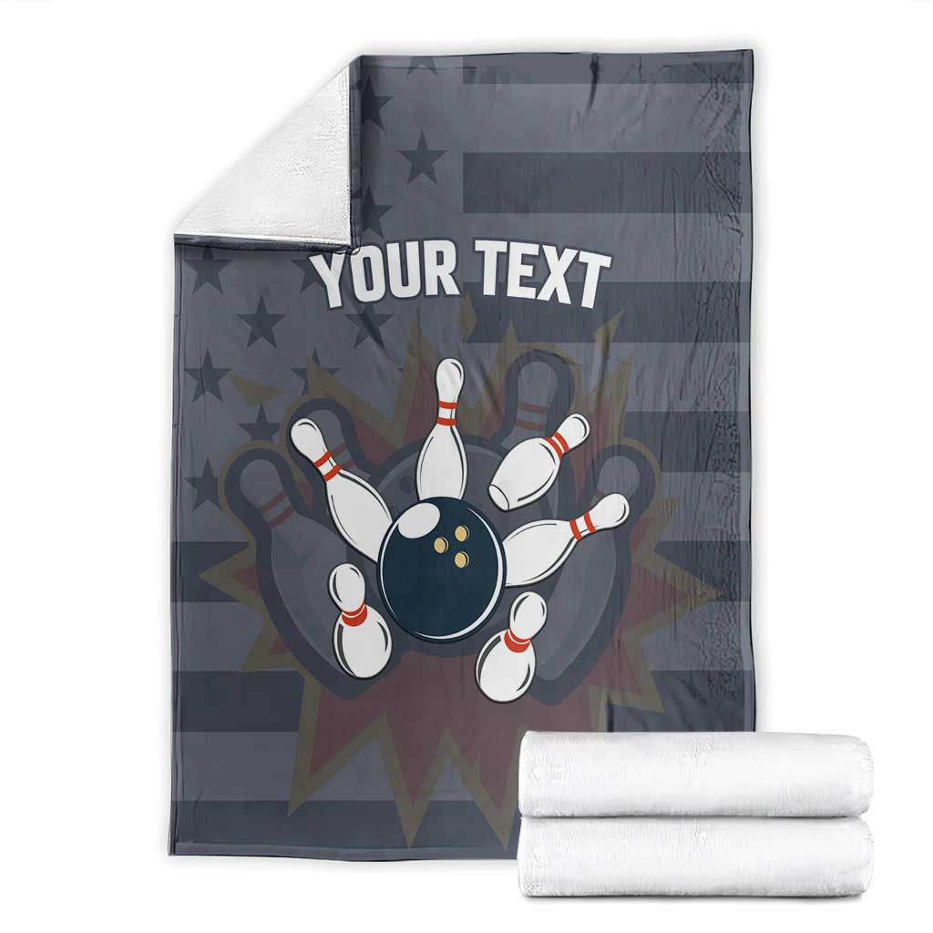 Custom Bowling Ball and Pins Blanket American Flag Stars and Stripes in Grunge Patriotic - Wonder Print Shop