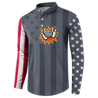 Custom Bowling Ball and Pins Button Sweatshirt American Flag Stars and Stripes in Grunge Patriotic - Wonder Print Shop