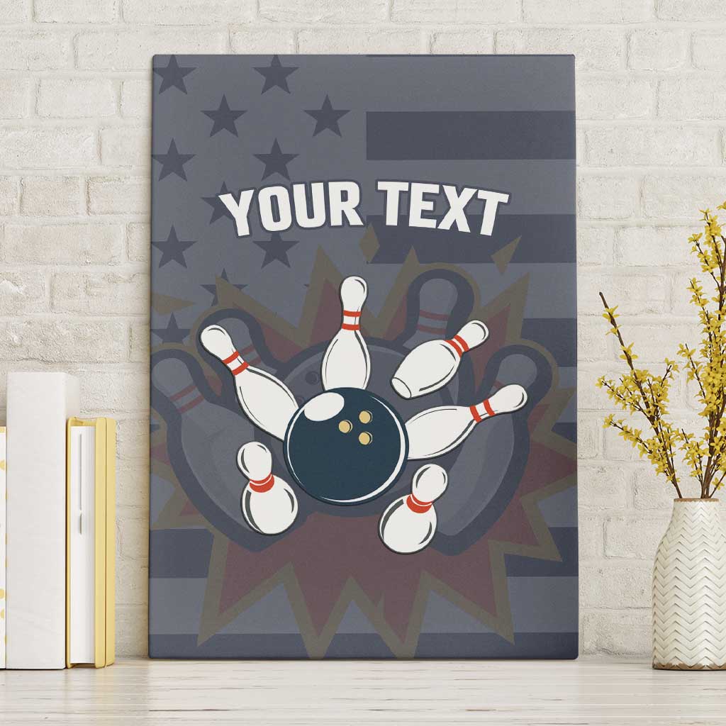 Custom Bowling Ball and Pins Canvas Wall Art American Flag Stars and Stripes in Grunge Patriotic - Wonder Print Shop