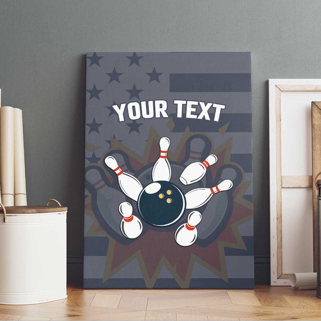 Custom Bowling Ball and Pins Canvas Wall Art American Flag Stars and Stripes in Grunge Patriotic - Wonder Print Shop