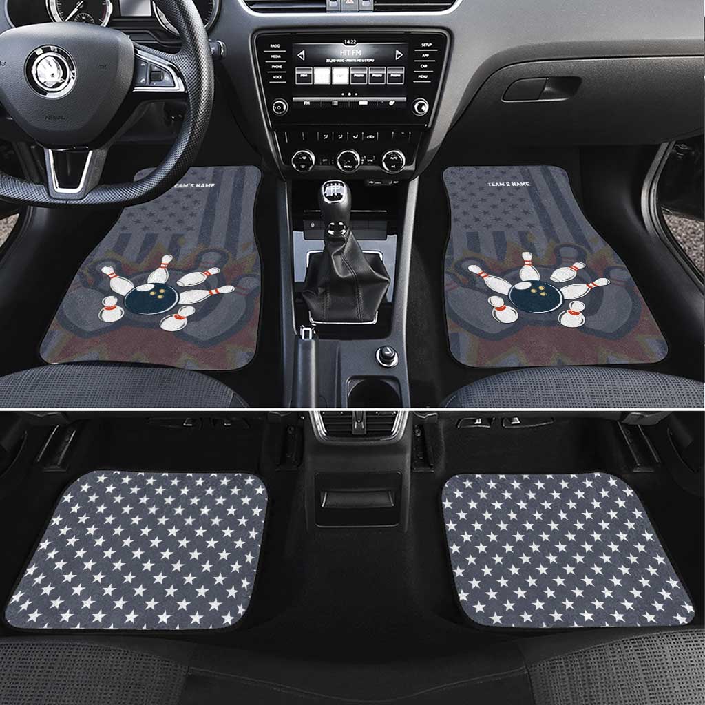 Custom Bowling Ball and Pins Car Mats American Flag Stars and Stripes in Grunge Patriotic - Wonder Print Shop