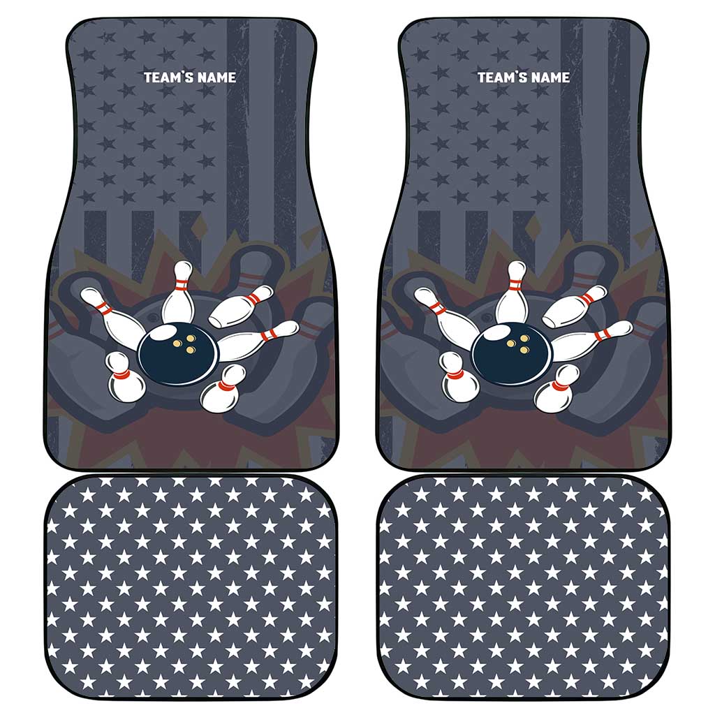 Custom Bowling Ball and Pins Car Mats American Flag Stars and Stripes in Grunge Patriotic - Wonder Print Shop
