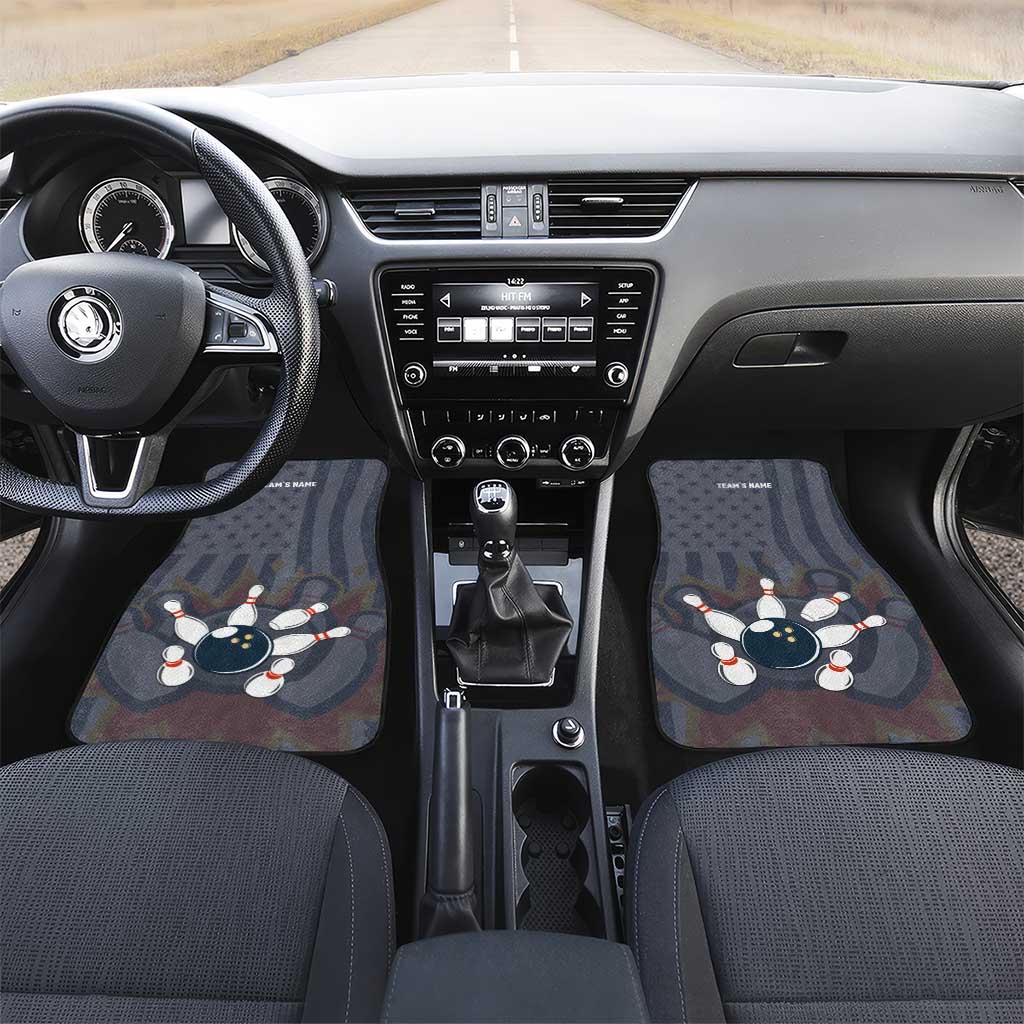 Custom Bowling Ball and Pins Car Mats American Flag Stars and Stripes in Grunge Patriotic - Wonder Print Shop