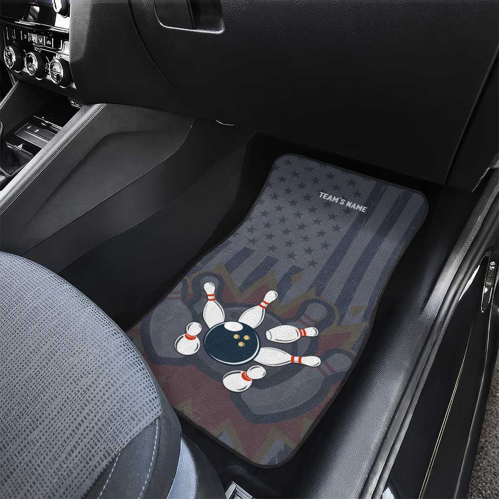 Custom Bowling Ball and Pins Car Mats American Flag Stars and Stripes in Grunge Patriotic - Wonder Print Shop