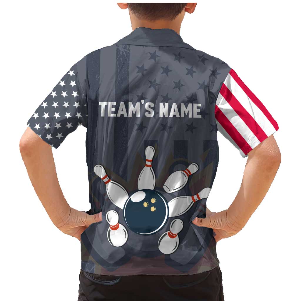 Custom Bowling Ball and Pins Family Matching Mermaid Dress and Hawaiian Shirt American Flag Stars and Stripes in Grunge Patriotic - Wonder Print Shop