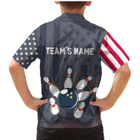 Custom Bowling Ball and Pins Family Matching Mermaid Dress and Hawaiian Shirt American Flag Stars and Stripes in Grunge Patriotic - Wonder Print Shop