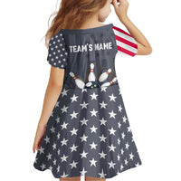 Custom Bowling Ball and Pins Family Matching Mermaid Dress and Hawaiian Shirt American Flag Stars and Stripes in Grunge Patriotic - Wonder Print Shop