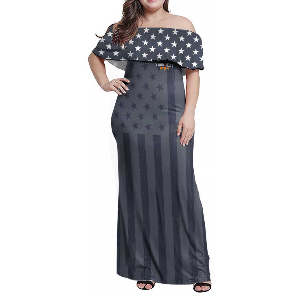 Custom Bowling Ball and Pins Family Matching Off Shoulder Maxi Dress and Hawaiian Shirt American Flag Stars and Stripes in Grunge Patriotic - Wonder Print Shop