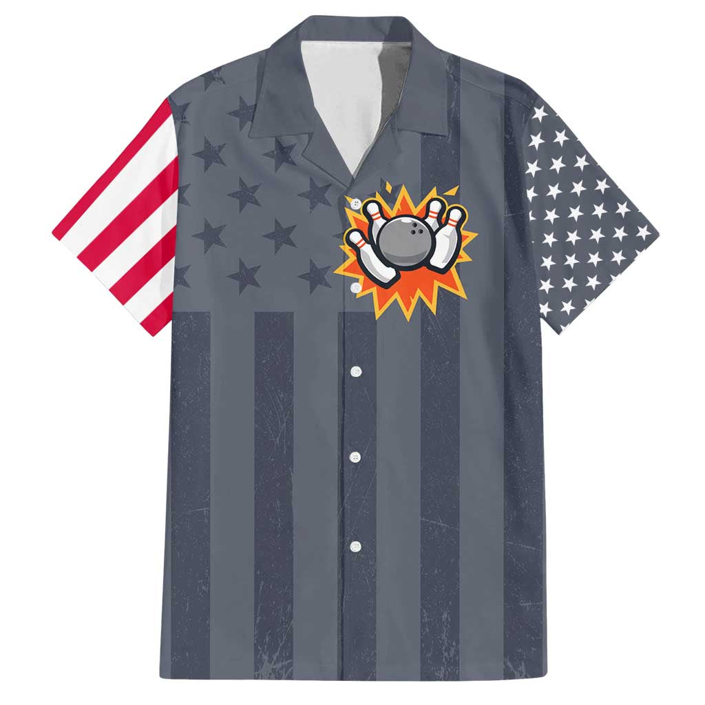 Custom Bowling Ball and Pins Family Matching Puletasi and Hawaiian Shirt American Flag Stars and Stripes in Grunge Patriotic - Wonder Print Shop