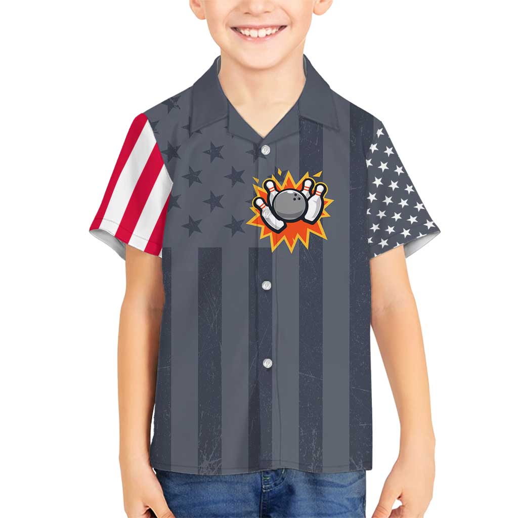 Custom Bowling Ball and Pins Family Matching Puletasi and Hawaiian Shirt American Flag Stars and Stripes in Grunge Patriotic - Wonder Print Shop