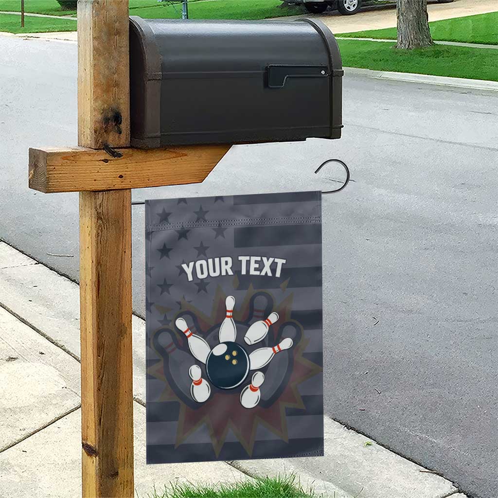 Custom Bowling Ball and Pins Garden Flag American Flag Stars and Stripes in Grunge Patriotic - Wonder Print Shop