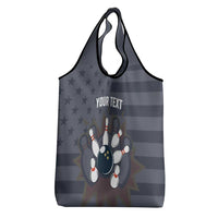 Custom Bowling Ball and Pins Grocery Bag American Flag Stars and Stripes in Grunge Patriotic - Wonder Print Shop