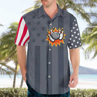 Custom Bowling Ball and Pins Hawaiian Shirt American Flag Stars and Stripes in Grunge Patriotic - Wonder Print Shop