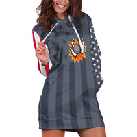 Custom Bowling Ball and Pins Hoodie Dress American Flag Stars and Stripes in Grunge Patriotic - Wonder Print Shop