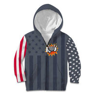 Custom Bowling Ball and Pins Kid Hoodie American Flag Stars and Stripes in Grunge Patriotic - Wonder Print Shop