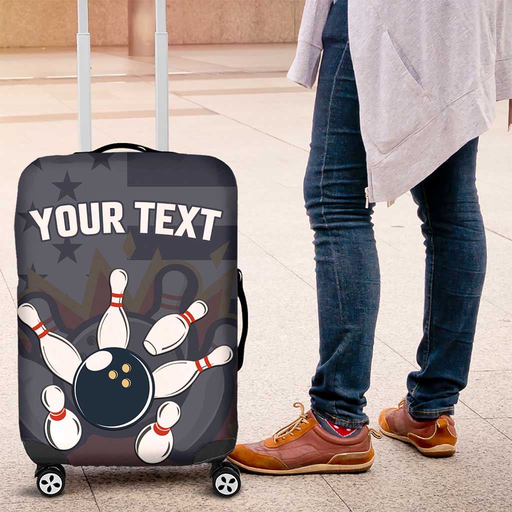 Custom Bowling Ball and Pins Luggage Cover American Flag Stars and Stripes in Grunge Patriotic - Wonder Print Shop