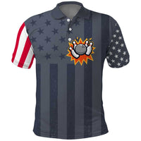 Custom Bowling Ball and Pins Polo Shirt American Flag Stars and Stripes in Grunge Patriotic - Wonder Print Shop