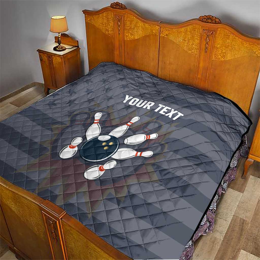 Custom Bowling Ball and Pins Quilt American Flag Stars and Stripes in Grunge Patriotic - Wonder Print Shop