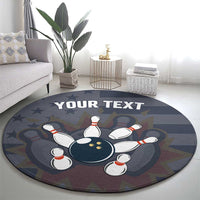 Custom Bowling Ball and Pins Round Carpet American Flag Stars and Stripes in Grunge Patriotic - Wonder Print Shop
