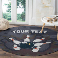 Custom Bowling Ball and Pins Round Carpet American Flag Stars and Stripes in Grunge Patriotic - Wonder Print Shop