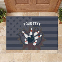 Custom Bowling Ball and Pins Rubber Doormat American Flag Stars and Stripes in Grunge Patriotic - Wonder Print Shop