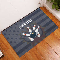 Custom Bowling Ball and Pins Rubber Doormat American Flag Stars and Stripes in Grunge Patriotic - Wonder Print Shop