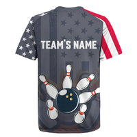 Custom Bowling Ball and Pins Rugby Jersey American Flag Stars and Stripes in Grunge Patriotic - Wonder Print Shop