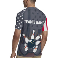 Custom Bowling Ball and Pins Rugby Jersey American Flag Stars and Stripes in Grunge Patriotic - Wonder Print Shop
