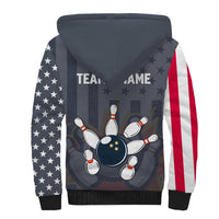 Custom Bowling Ball and Pins Sherpa Hoodie American Flag Stars and Stripes in Grunge Patriotic - Wonder Print Shop