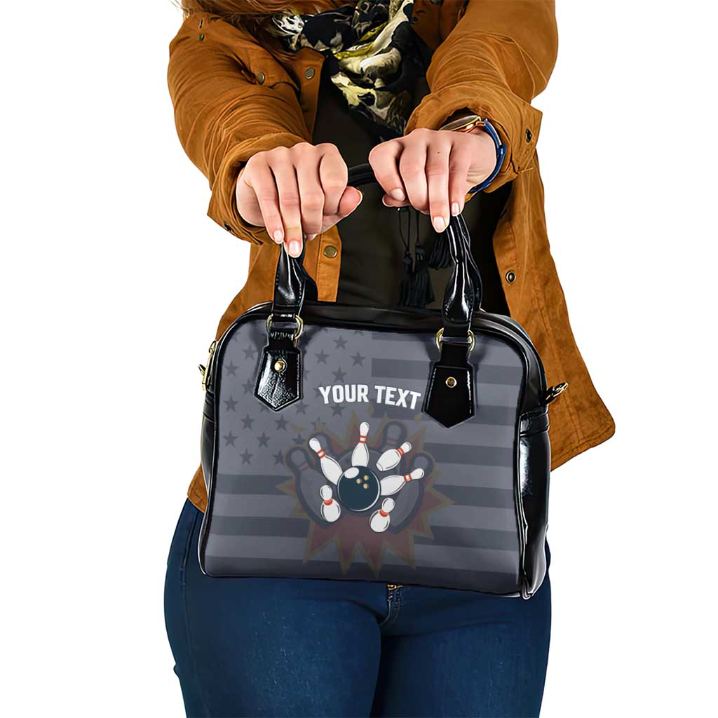 Custom Bowling Ball and Pins Shoulder Handbag American Flag Stars and Stripes in Grunge Patriotic - Wonder Print Shop