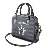 Custom Bowling Ball and Pins Shoulder Handbag American Flag Stars and Stripes in Grunge Patriotic - Wonder Print Shop