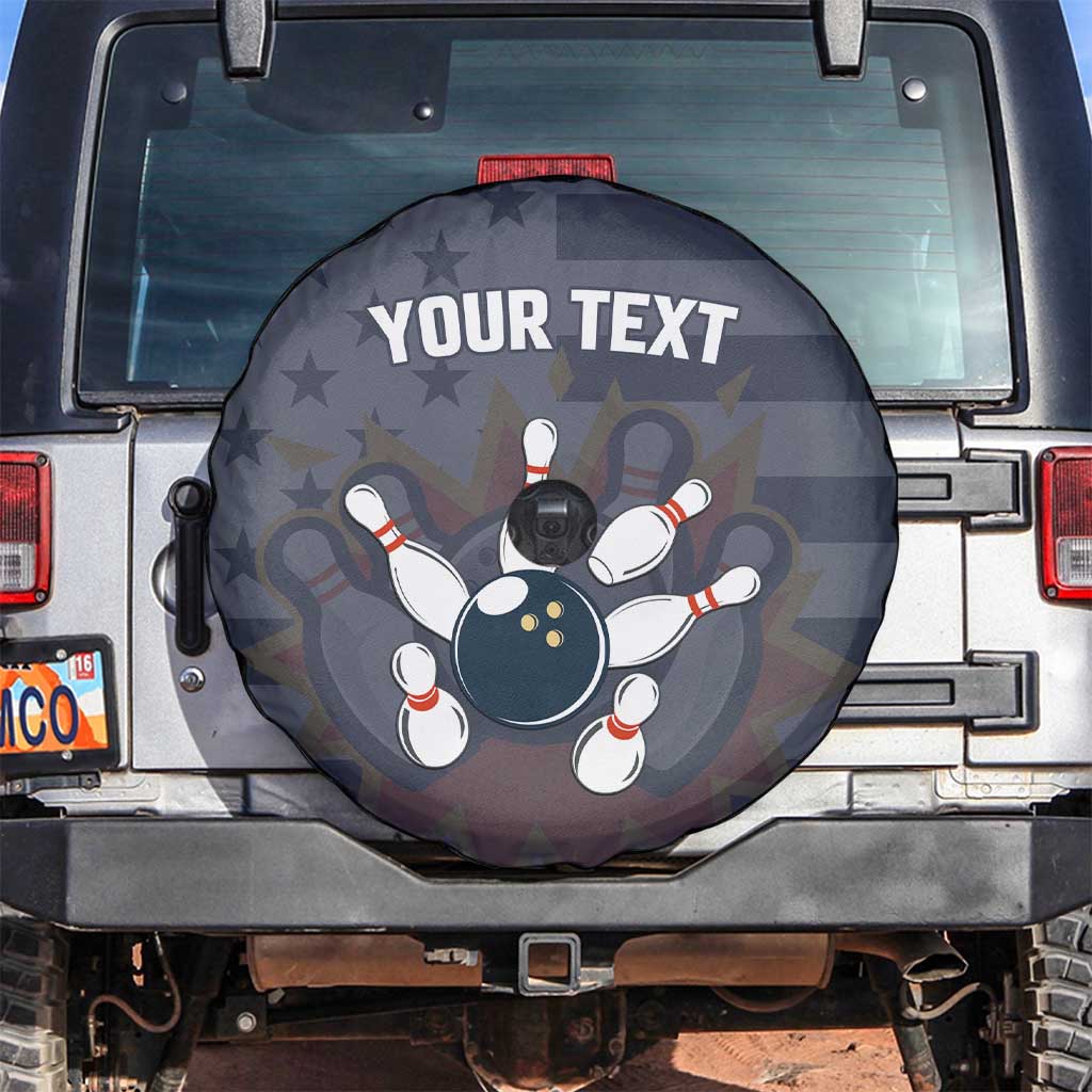 Custom Bowling Ball and Pins Spare Tire Cover American Flag Stars and Stripes in Grunge Patriotic - Wonder Print Shop