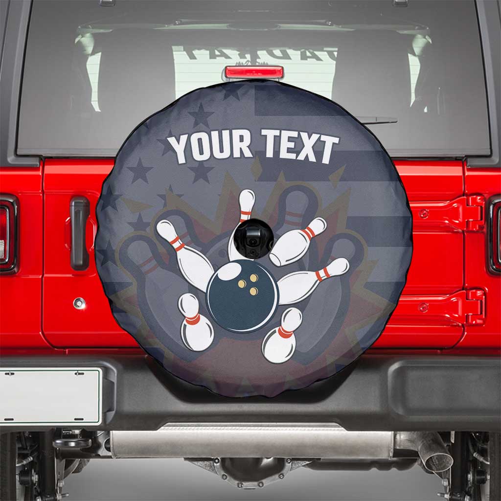 Custom Bowling Ball and Pins Spare Tire Cover American Flag Stars and Stripes in Grunge Patriotic - Wonder Print Shop