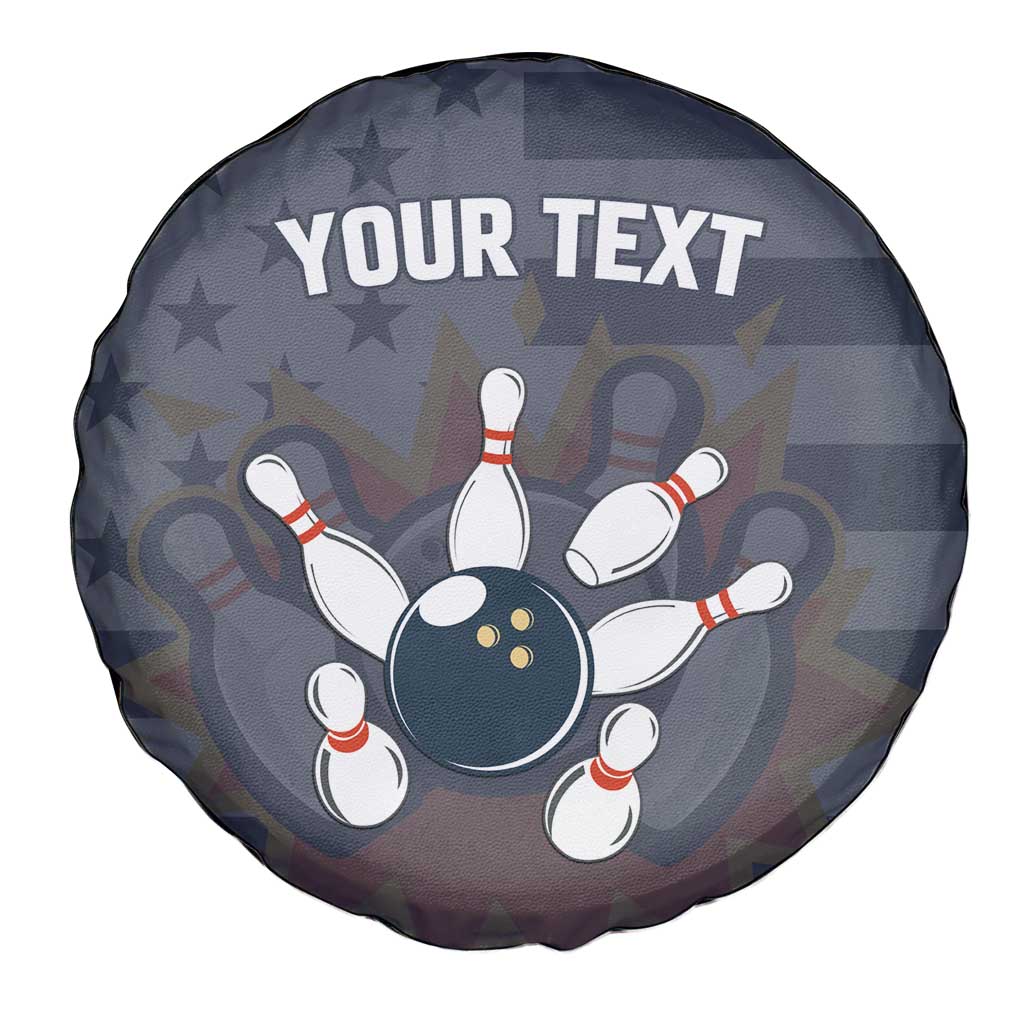 Custom Bowling Ball and Pins Spare Tire Cover American Flag Stars and Stripes in Grunge Patriotic - Wonder Print Shop