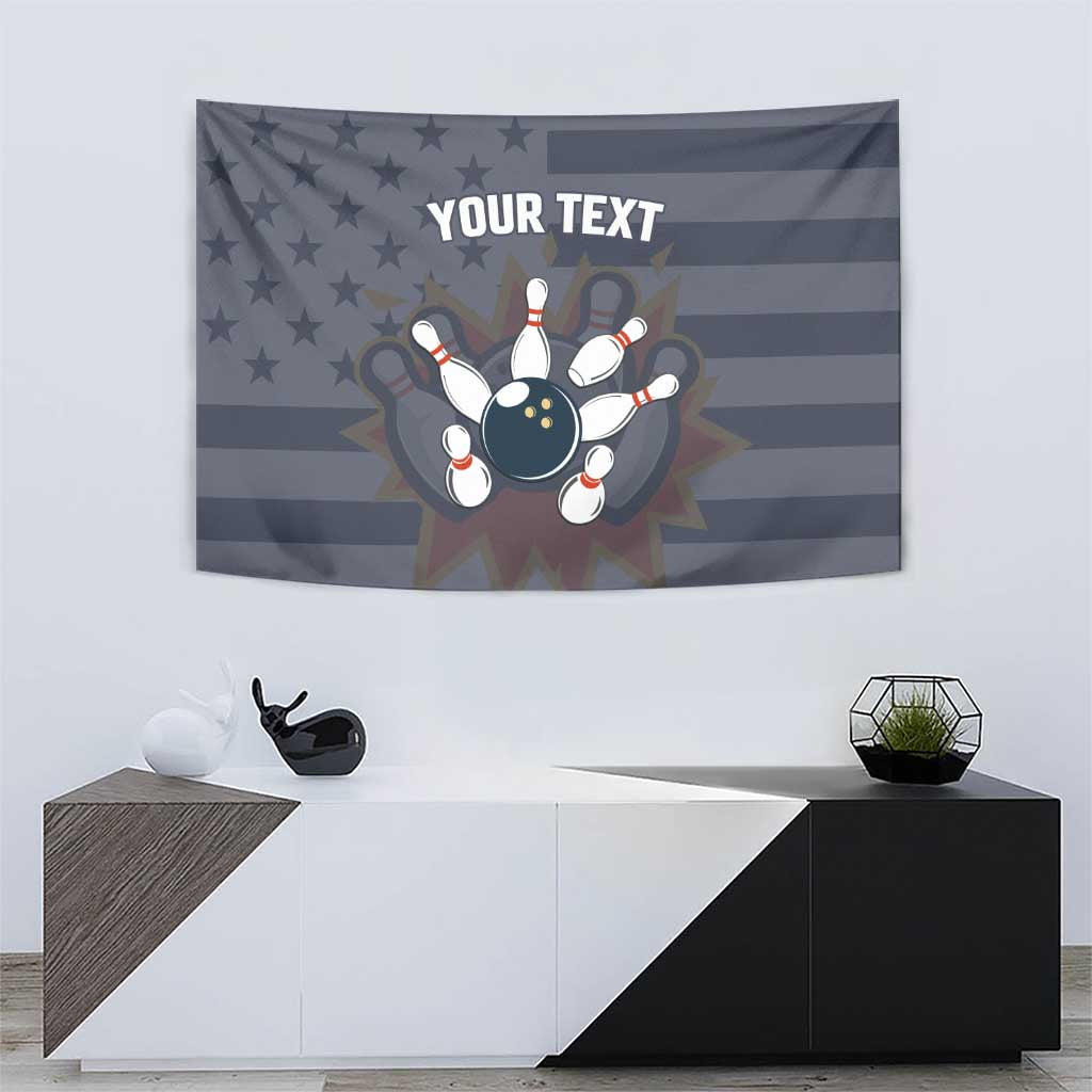 Custom Bowling Ball and Pins Tapestry American Flag Stars and Stripes in Grunge Patriotic - Wonder Print Shop
