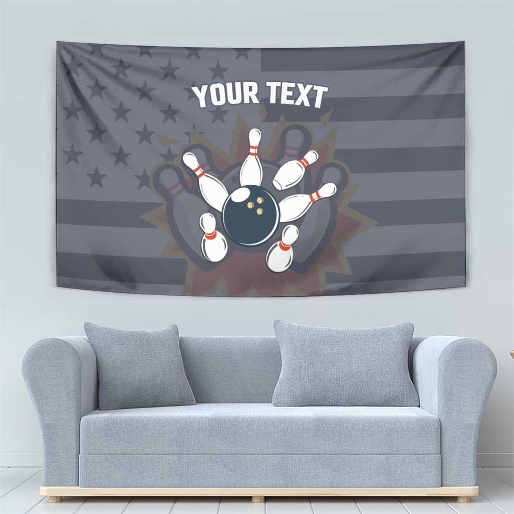Custom Bowling Ball and Pins Tapestry American Flag Stars and Stripes in Grunge Patriotic - Wonder Print Shop
