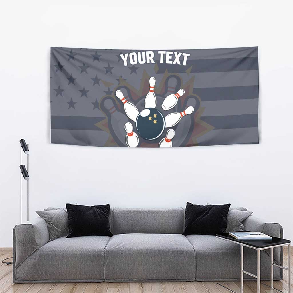 Custom Bowling Ball and Pins Tapestry American Flag Stars and Stripes in Grunge Patriotic - Wonder Print Shop