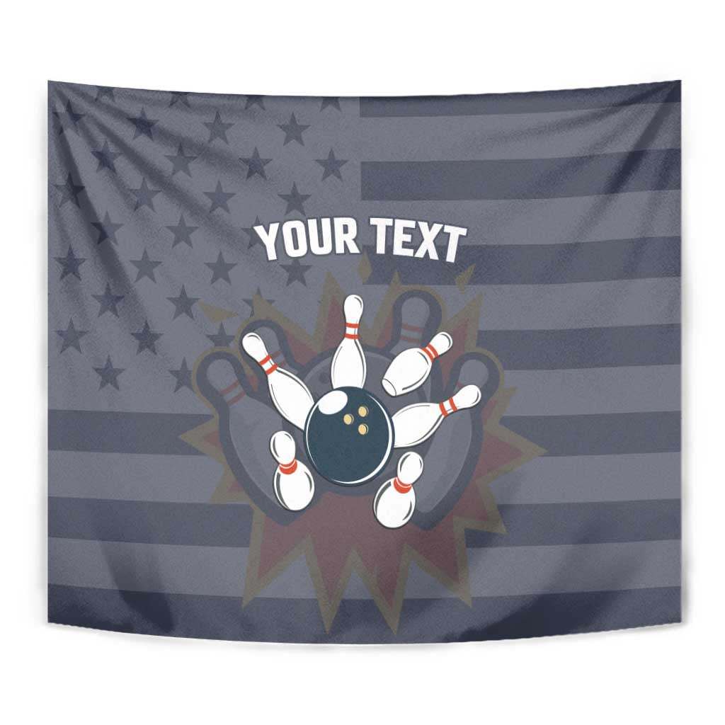 Custom Bowling Ball and Pins Tapestry American Flag Stars and Stripes in Grunge Patriotic - Wonder Print Shop