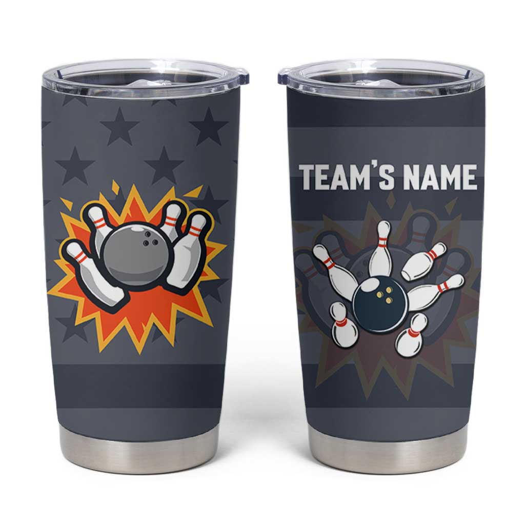 Custom Bowling Ball and Pins Tumbler Cup American Flag Stars and Stripes in Grunge Patriotic - Wonder Print Shop