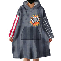 Custom Bowling Ball and Pins Wearable Blanket Hoodie American Flag Stars and Stripes in Grunge Patriotic - Wonder Print Shop