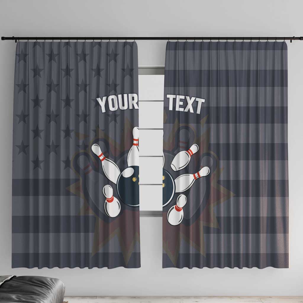 Custom Bowling Ball and Pins Window Curtain American Flag Stars and Stripes in Grunge Patriotic - Wonder Print Shop
