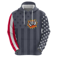 Custom Bowling Ball and Pins Zip Hoodie American Flag Stars and Stripes in Grunge Patriotic - Wonder Print Shop