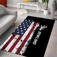 Grunge American Flag Custom Bowling Area Rug Pins Graphic and Team Text Layout Design - Wonder Print Shop