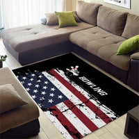 Grunge American Flag Custom Bowling Area Rug Pins Graphic and Team Text Layout Design - Wonder Print Shop
