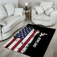 Grunge American Flag Custom Bowling Area Rug Pins Graphic and Team Text Layout Design - Wonder Print Shop